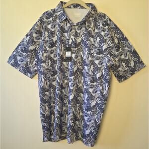 New Straight Down Monstera Performance Polo Shirt Mens Size XL Blue